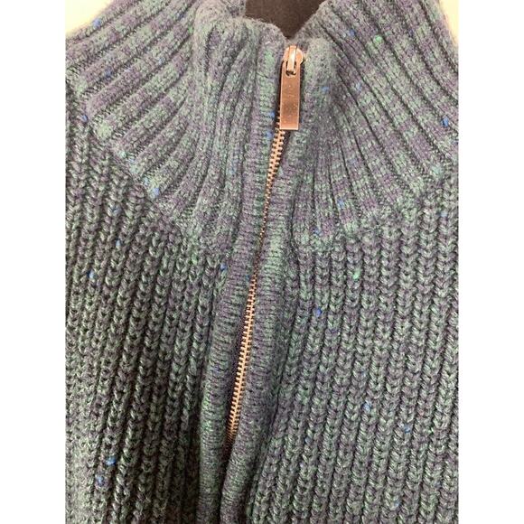 Lands End Womens Teal Ribbed Half-Zip Pullover Sweater M - Picture 3 of 5